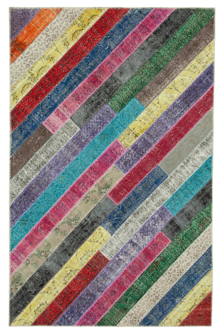 6x10 Multicolor Modern Patchwork Rug - 31031