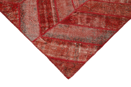 7x10 Red Modern Patchwork Rug - 31035