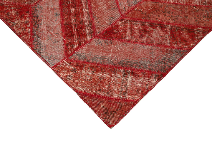 7x10 Red Modern Patchwork Rug - 31035