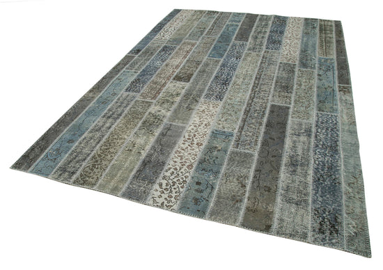 7x10 Grey Modern Patchwork Rug - 31050