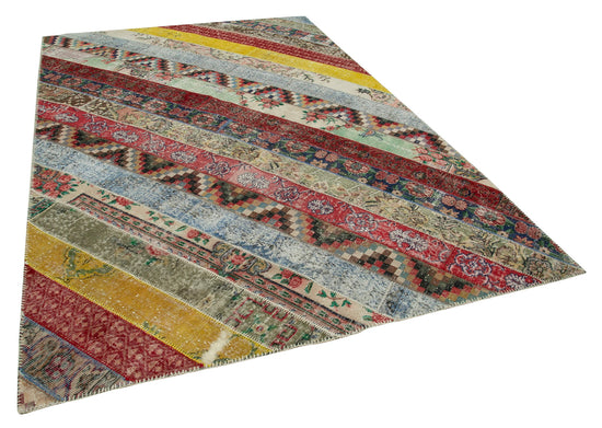 7x10 Multicolor Modern Patchwork Rug - 31052