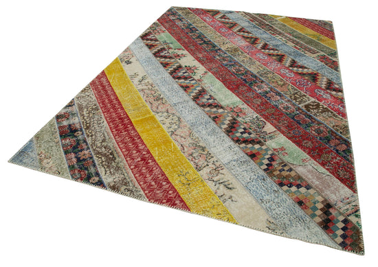 7x10 Multicolor Modern Patchwork Rug - 31052