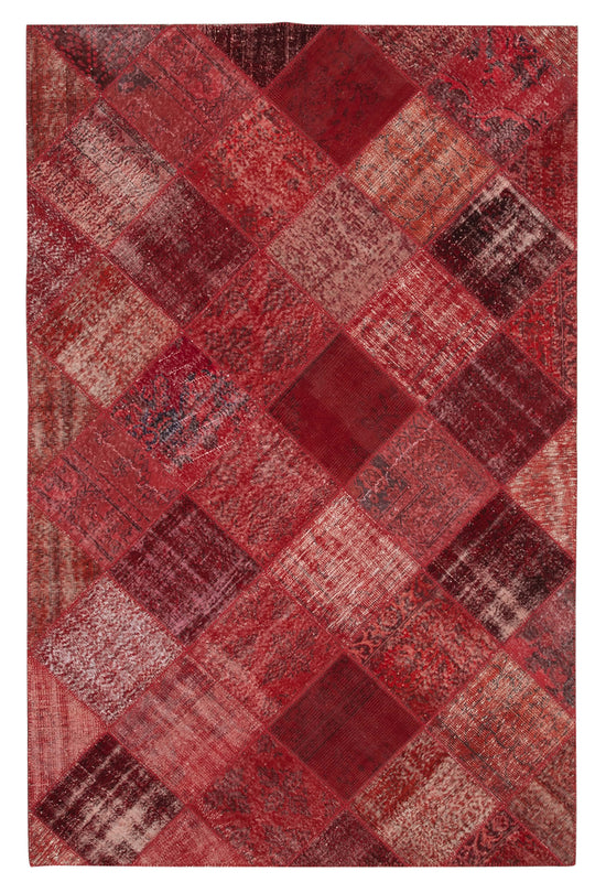 6x10 Red Modern Patchwork Rug - 31060
