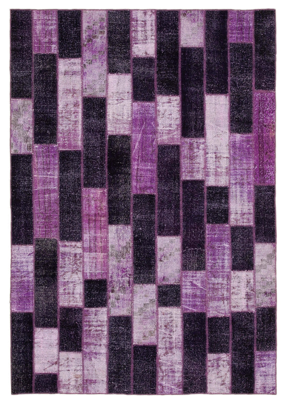 Purple Patchwork Rug 7x10 Purple Modern Patchwork Rug - 31071