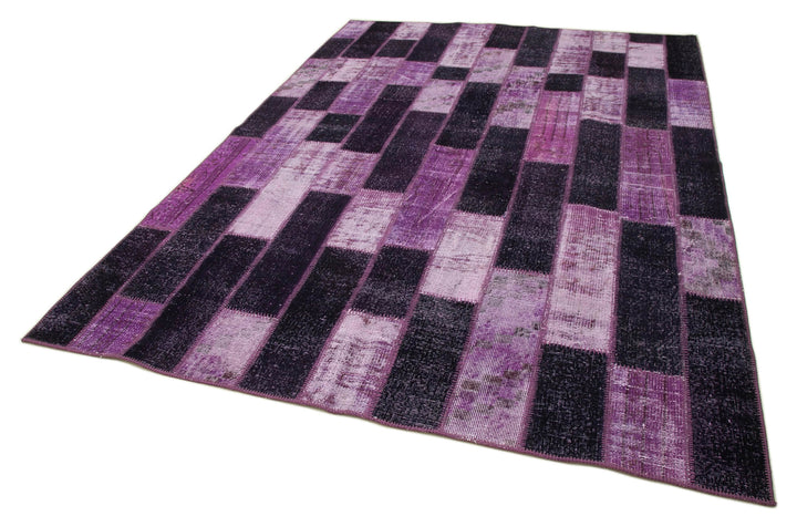 7x10 Purple Modern Patchwork Rug - 31071