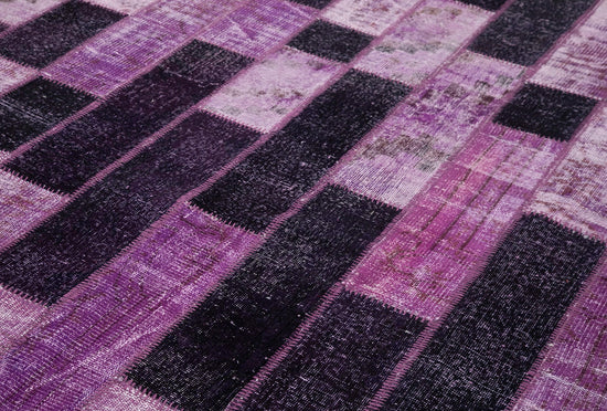 7x10 Purple Modern Patchwork Rug - 31071