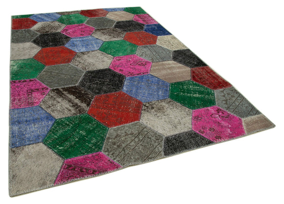 7x10 Multicolor Modern Patchwork Rug - 31075
