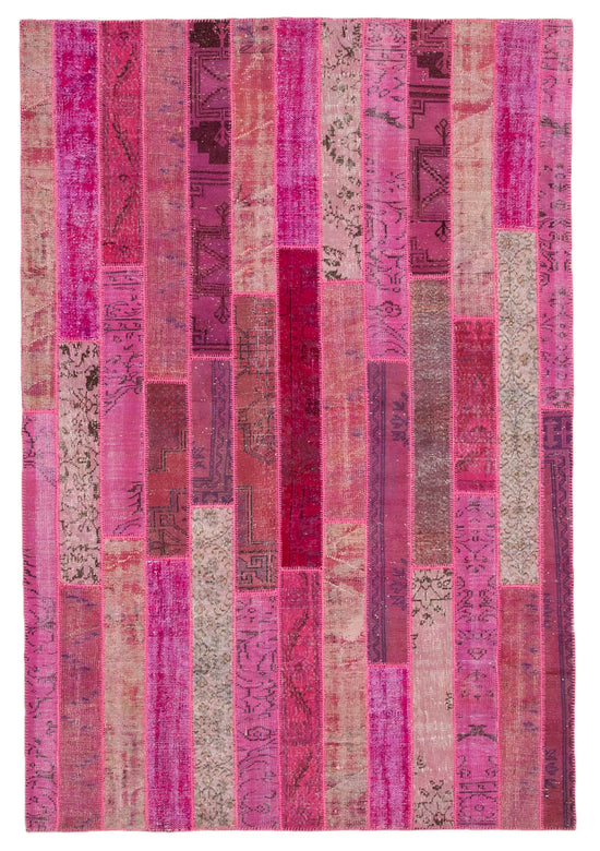 7x10 Pink Modern Patchwork Rug - 31080