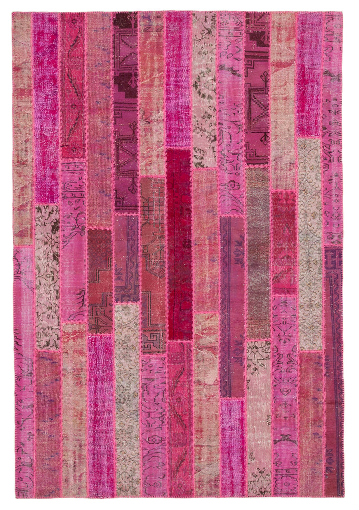 7x10 Pink Modern Patchwork Rug - 31080