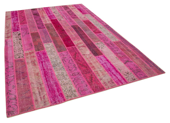 7x10 Pink Modern Patchwork Rug - 31080