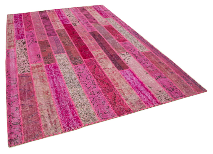 7x10 Pink Modern Patchwork Rug - 31080