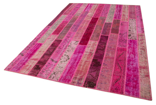 7x10 Pink Modern Patchwork Rug - 31080