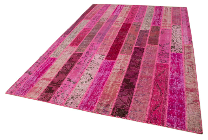 7x10 Pink Modern Patchwork Rug - 31080