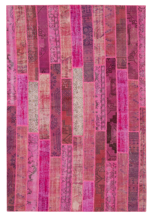 7x10 Pink Modern Patchwork Rug - 31082