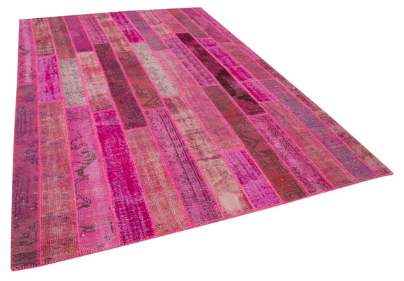 7x10 Pink Modern Patchwork Rug - 31082