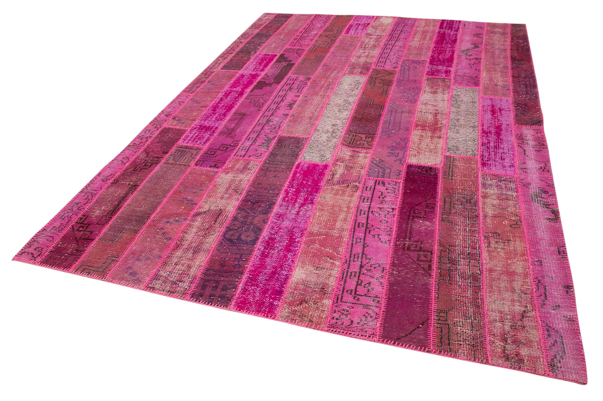 7x10 Pink Modern Patchwork Rug - 31082