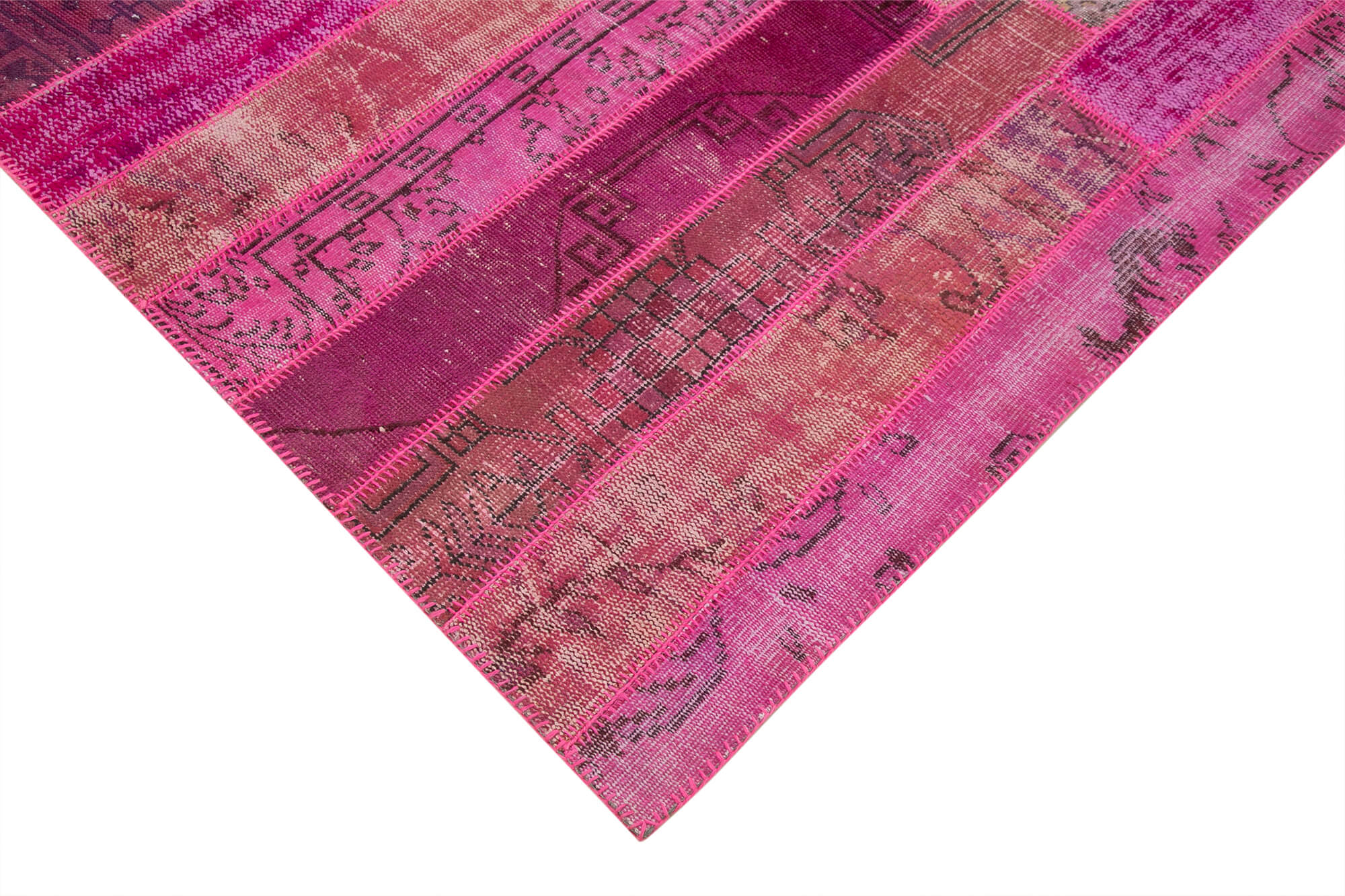 7x10 Pink Modern Patchwork Rug - 31082