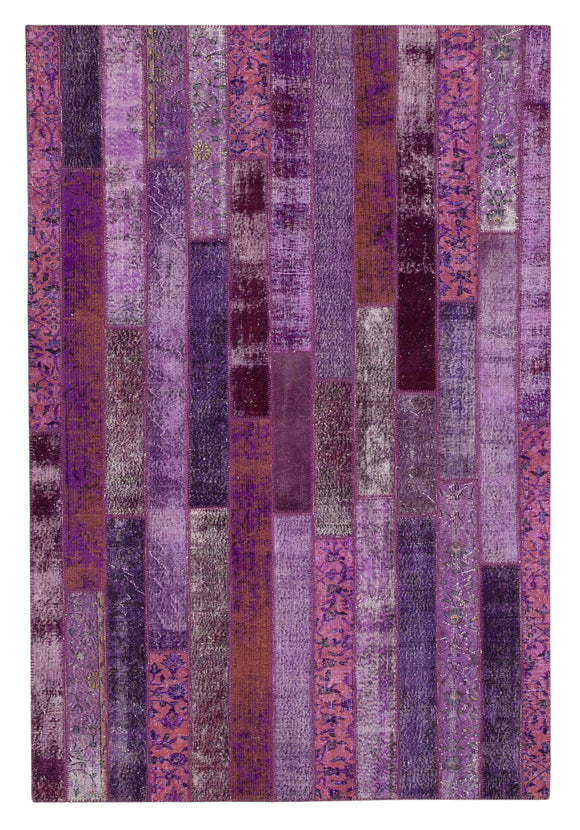 7x10 Purple Modern Patchwork Rug - 31084