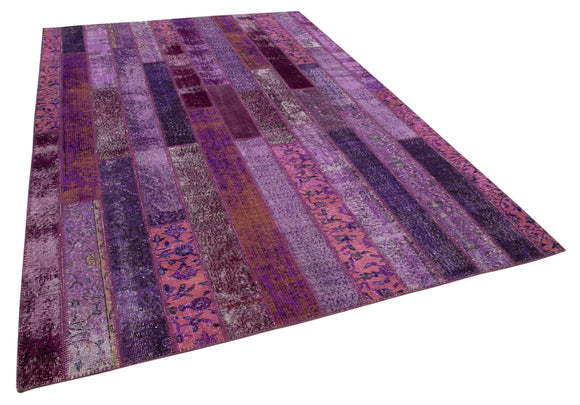 7x10 Purple Modern Patchwork Rug - 31084