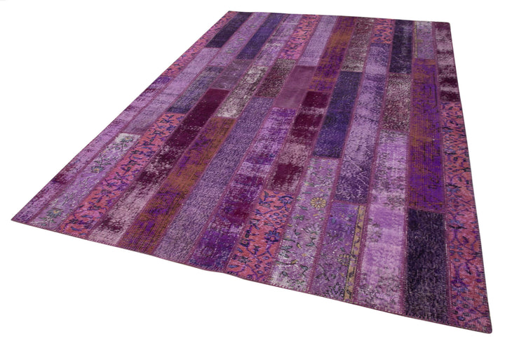 7x10 Purple Modern Patchwork Rug - 31084