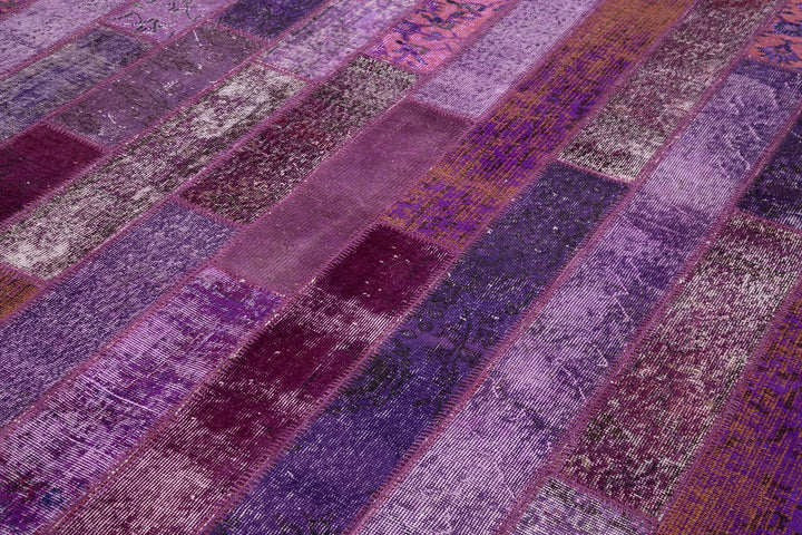 7x10 Purple Modern Patchwork Rug - 31084