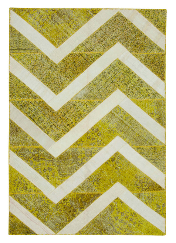 7x10 Yellow Modern Patchwork Rug - 31086