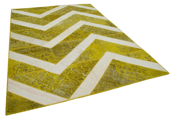 7x10 Yellow Modern Patchwork Rug - 31086