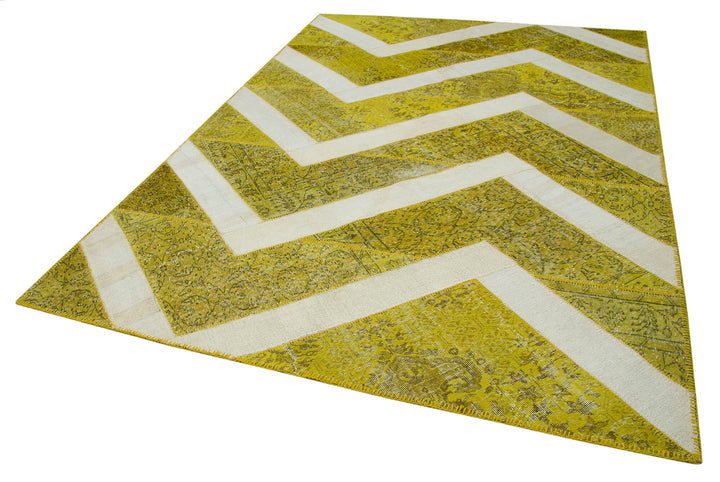 7x10 Yellow Modern Patchwork Rug - 31086