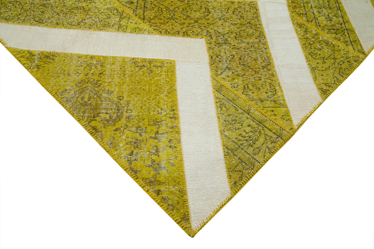 7x10 Yellow Modern Patchwork Rug - 31086