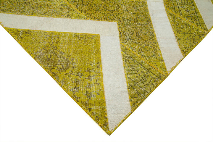 7x10 Yellow Modern Patchwork Rug - 31086