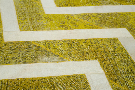 7x10 Yellow Modern Patchwork Rug - 31086