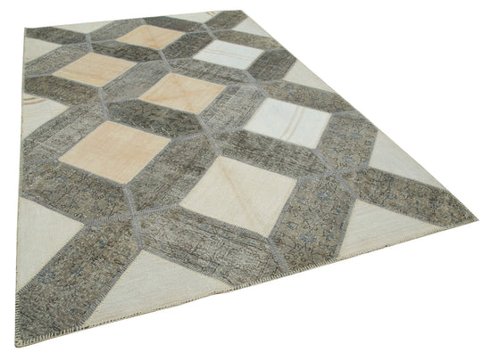 6x10 Grey Modern Patchwork Rug - 31088
