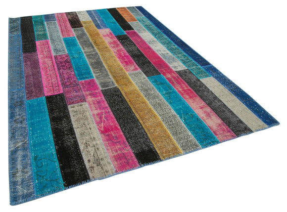 7x10 Multicolor Modern Patchwork Rug - 31093