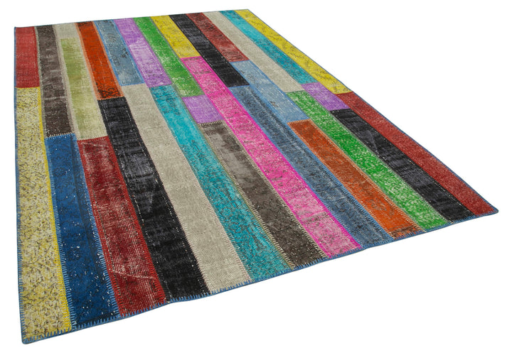 7x10 Multicolor Modern Patchwork Rug - 31098