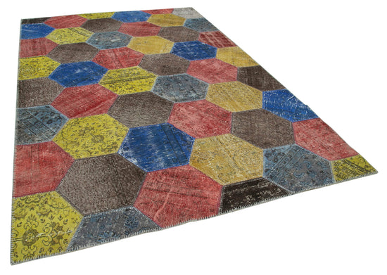 7x10 Multicolor Modern Patchwork Rug - 31101