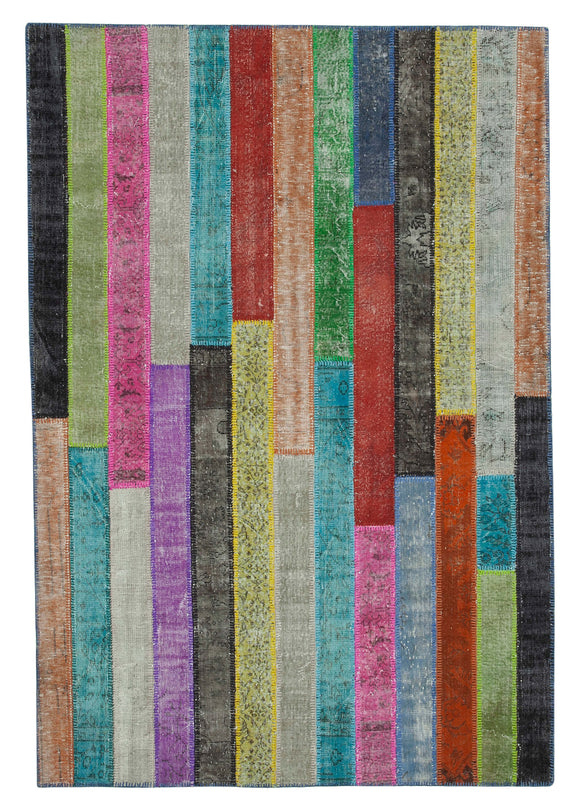 7x10 Multicolor Modern Patchwork Rug - 31102
