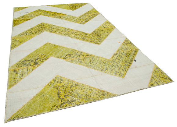 7x10 Yellow Modern Patchwork Rug - 31104
