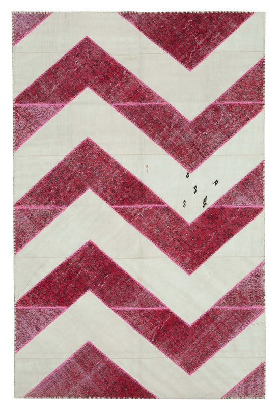 7x10 Pink Modern Patchwork Rug - 31105