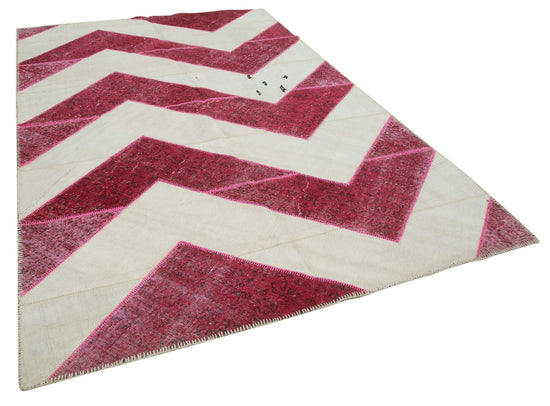 7x10 Pink Modern Patchwork Rug - 31105