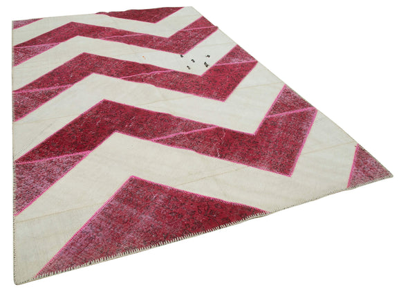 7x10 Pink Modern Patchwork Rug - 31105