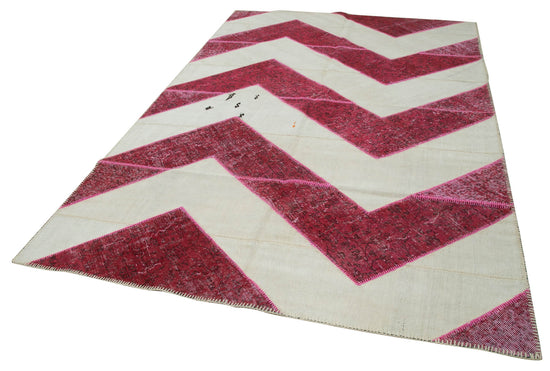 Pink Patchwork Rug 7x10 Pink Modern Patchwork Rug - 31105
