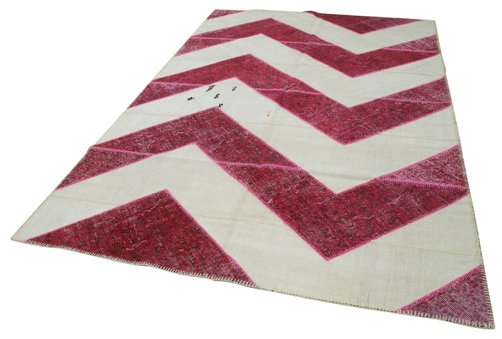 7x10 Pink Modern Patchwork Rug - 31105