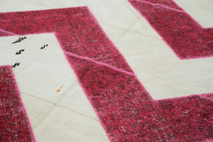 Pink Patchwork Rug 7x10 Pink Modern Patchwork Rug - 31105