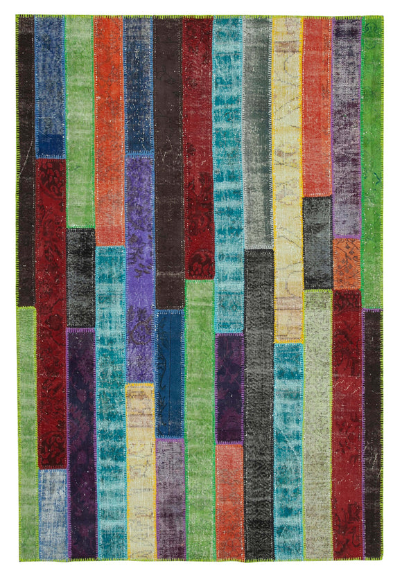 7x10 Multicolor Modern Patchwork Rug - 31106