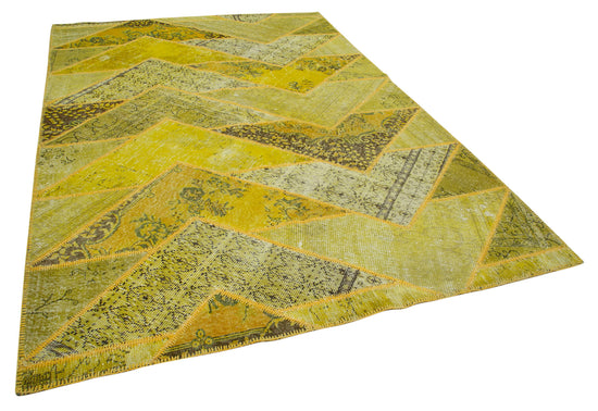 7x10 Yellow Modern Patchwork Rug - 31109