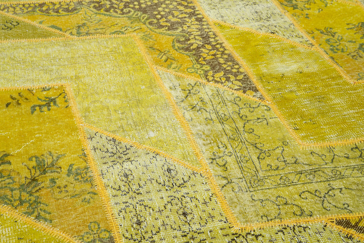 7x10 Yellow Modern Patchwork Rug - 31109