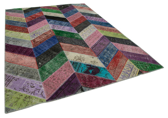7x10 Multicolor Modern Patchwork Rug - 31110