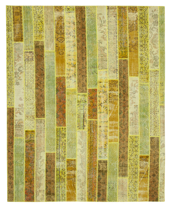 8x10 Yellow Modern Patchwork Rug - 31112
