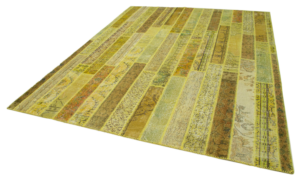 8x10 Yellow Modern Patchwork Rug - 31115