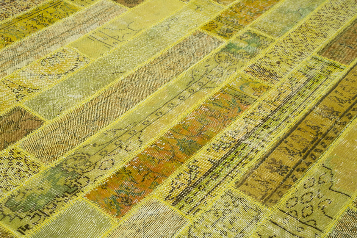 8x10 Yellow Modern Patchwork Rug - 31115